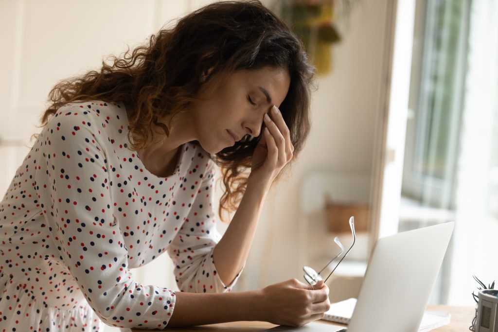 Tired woman after having nightmares