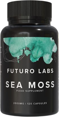 A jar of Futuro Labs Sea Moss capsules